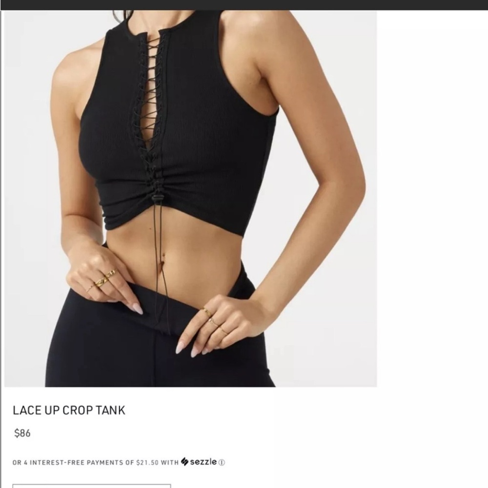 Black Lace-Up Crop Tank